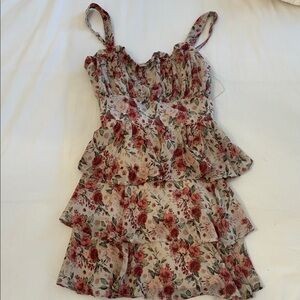 Altar'd State Floral Mini Dress - Red and Green